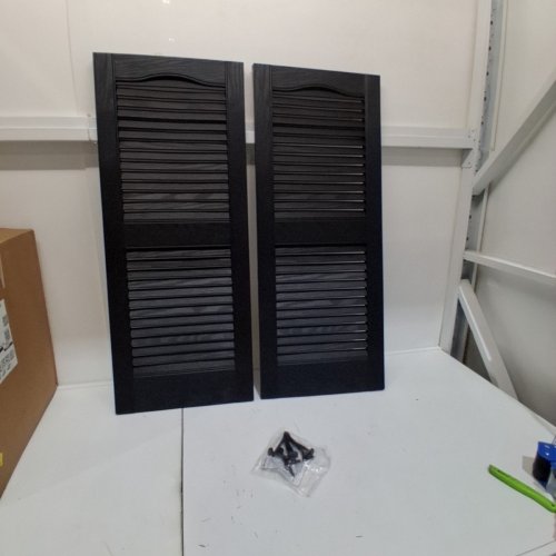 2PC MID AMERICA PLASTIC LOUVERED EXTERIOR SHUTTERS - 12" X 52" - CREAM image 3