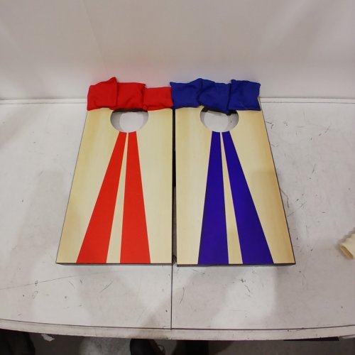 GOSPORTS PORTABLE SIZE CORNHOLE GAME SET WITH 6 BEAN BAG - 2FT X 1FT - WOOD/BLUE/RED (MODEL : CH-03-MDF-WOOD) image 2