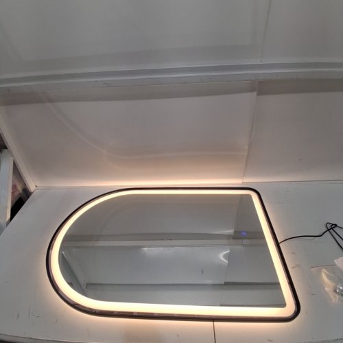 OUMUSU ARCHED LED BATHROOM MIRROR WITH TOUCH CONTROLS & ANTI-FOG FUNCTION - BLACK (MODEL: DP701_2436) image 2