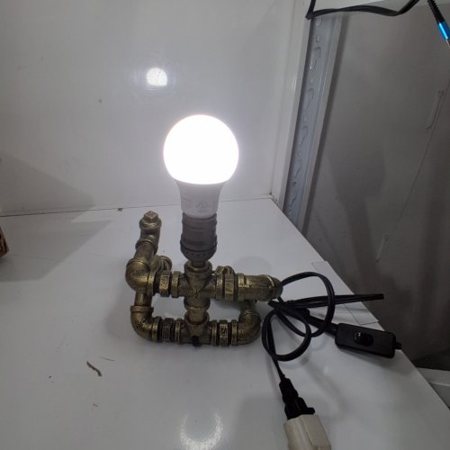 MASO LIGHTING STEAM PUNK INDUSTRIAL PIPE TABLE LAMP - 5" X 13" - BRONZE image 2