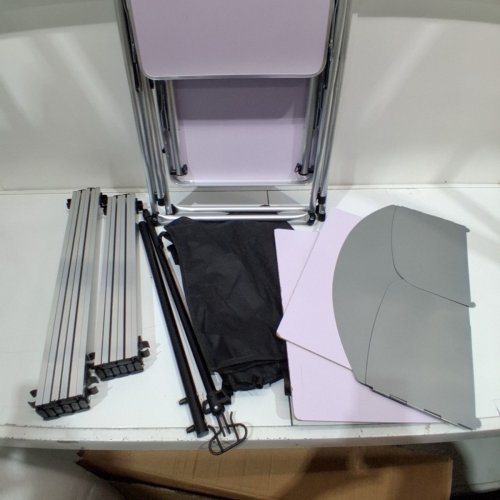 OUTDOOR CAMPING KITCHEN WINDSHIELD - 69" X 19" X 69" - PURPLE/SILVER (MODEL: BSCK-1 T2910) image 3