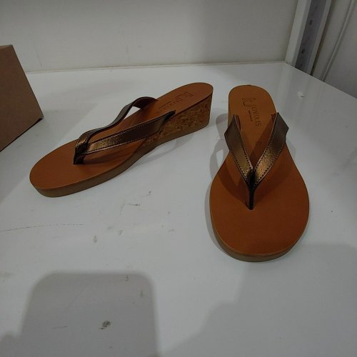 WOMEN'S K.JACQUES ST TROPEZ TEYA WEDGE THONG SANDALS - 10 - BRONZE (STYLE: TEYA) image 4