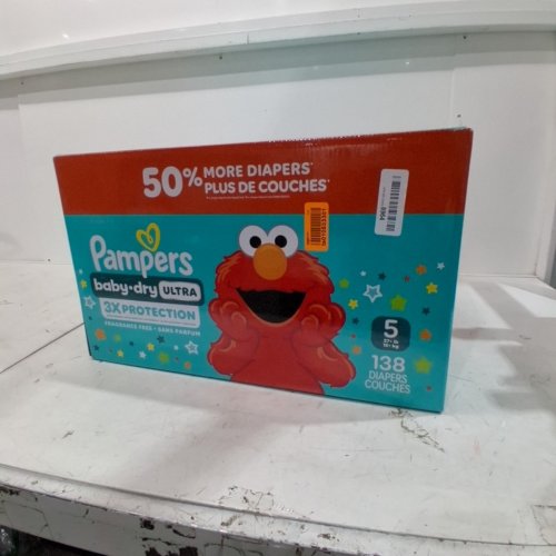 138PK PAMPERS BABY DRY ULTRA DISPOSABLE DIAPERS - SIZE 5 - ELMO SESAME STREET image 2