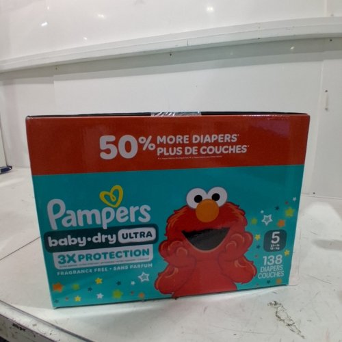 138PK PAMPERS BABY DRY ULTRA DISPOSABLE DIAPERS - SIZE 5 - ELMO SESAME STREET image 3