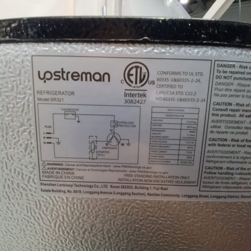 UPSTREMAN MINI REFRIGERATOR FRIDGE WITH FREZZER - 115 V - 65W - 3.2 CU. FT. - STAINLESS STEEL (MODEL: SR321) image 7