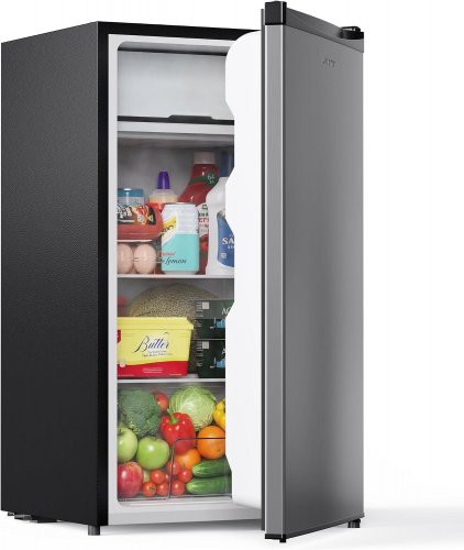 UPSTREMAN MINI REFRIGERATOR FRIDGE WITH FREZZER - 115 V - 65W - 3.2 CU. FT. - STAINLESS STEEL (MODEL: SR321) image 2