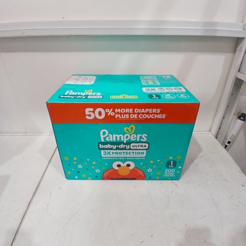 200PK PAMPERS BABY DRY ULTRA, FRAGRANCE FREE - SIZE 1 - ELMO image 2