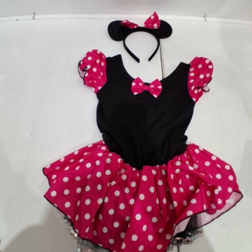 2PC GIRLS ANYKW POLKA DOT COSTUME DRESS WITH HEADBAND - 7-8 YEARS (130) - BLACK/PINK image 3
