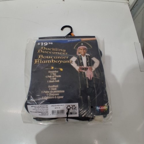 3PC BOYS PALAMON BUCKLING BUCCANEER COSTUME SHIRT, HAT, SASH BELT - MEDIUM (8/10) - WHITE/BLACK/RED/GOLD (STYLE: 6879C (L) image 2