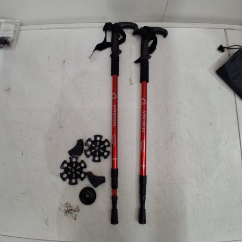 2PK AINENGIA ADJUSTABLE TREKKING POLES WITH T-SHAPE HANDLE - 25"-50" - RED/BLACK image 2