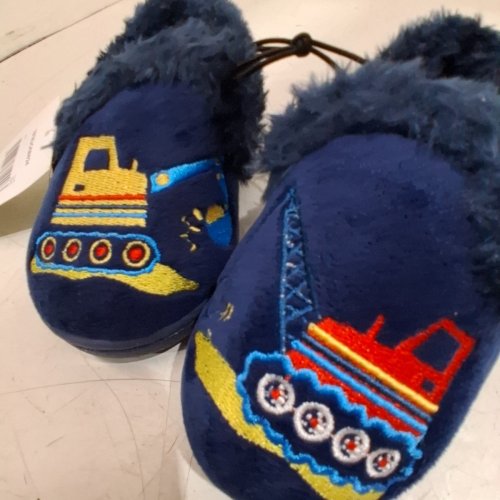 KIDS GEORGE TRUCK EMBROIDERED SLIPPERS - SIZE 5-6 - BLUE (STYLE: 78TRUCKBW24) image 3