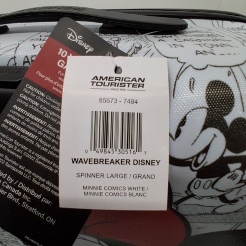 AMERICAN TOURISTER DISNEY WAVEBREAKER SPINNER LUGGAGE, MINNIE MOUSE RETRO - 18" – LARGE, WHITE/BLACK (MODEL: 85673-7484) image 3