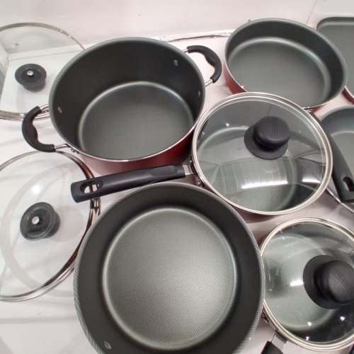 18PC TRAMONTINA ALUMINUM NONSTICK COOKWARE SET - RED (MODEL:‎ 80119567) image 3
