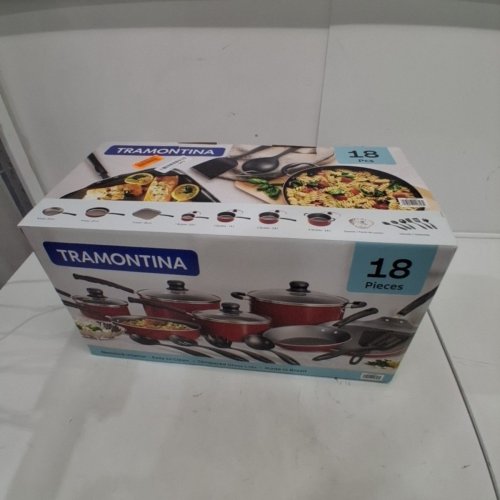 18PC TRAMONTINA ALUMINUM NONSTICK COOKWARE SET - RED (MODEL:‎ 80119567) image 4
