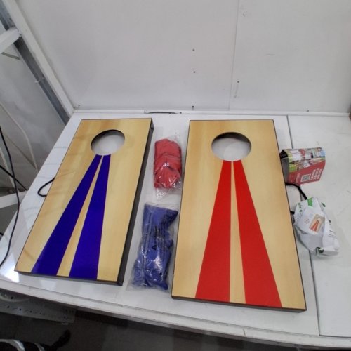 GOSPORTS PORTABLE SIZE CORNHOLE GAME SET WITH 6 BEAN BAG - 2FT X 1FT - WOOD/BLUE/RED (MODEL : CH-03-MDF-WOOD) image 2