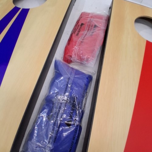 GOSPORTS PORTABLE SIZE CORNHOLE GAME SET WITH 6 BEAN BAG - 2FT X 1FT - WOOD/BLUE/RED (MODEL : CH-03-MDF-WOOD) image 3