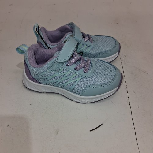GIRLS' ATHLETIC WORKS VELCRO SLIP ON SNEAKERS - SIZE 6 - BLUE AND PURPLE image 3