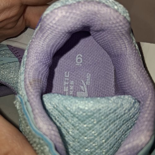 GIRLS' ATHLETIC WORKS VELCRO SLIP ON SNEAKERS - SIZE 6 - BLUE AND PURPLE image 4