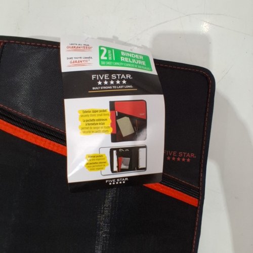 FIVE STAR ZIPPERED BINDER - 2" - BLACK/RED image 3