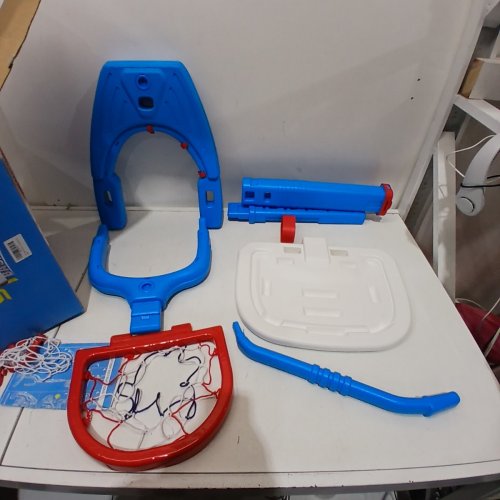 PJG TODDLER BASKETBALL HOOP & SOCCER GOAL ADJUSTABLE INDOOR BASKETBALL HOOP FOR KIDS - BLUE/RED/WHITE image 2