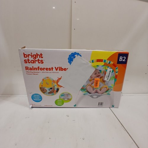 KIDS BRIGHT STARTS RAINFOREST VIBES PORTABLE 3-POINT HARNESS BOUNCER WITH TOY-BAR - RAINFOREST VIBES (MODEL: 12227) image 3