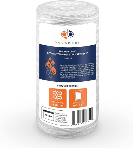 20PK AQUABOON STRING WOUND SEDIMENT WATER FILTER CARTRIDGES - 1 MICRON, 10" X 4.5" - WHITE (MODEL: B01LZNHZLA) image 2
