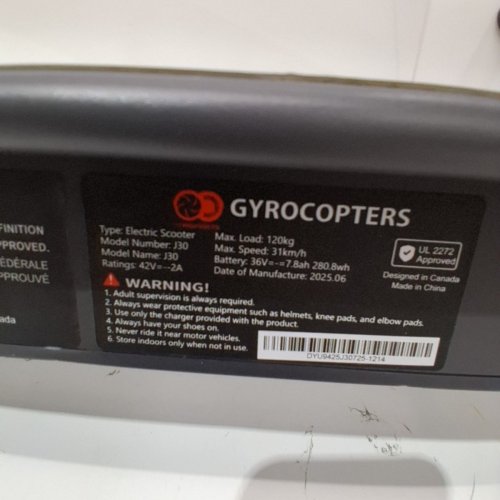 GYROCOPTERS ELECTRIC SCOOTER FOR ADULTS & TEENS WITH APP - 350W - 30KM RANGE - BLACK (MODEL: J30) image 7
