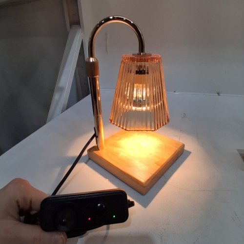 ALLANMEN DIMMABLE ADJUSTABLE HEIGHT CANDLE WARMER LAMP - AMBER / WOOD image 2