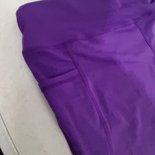 WOMENS HIGH WAISTED LONG BIKER SHORTS WITH POCKETS - 2XL - PURPLE image 4