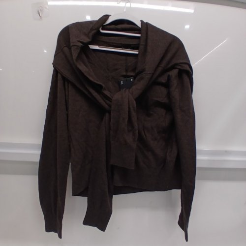 WOMEN'S MASSIMO DUTTI DRAPED WRAP CARDIGAN - LARGE - BROWN (STYLE: 5813/580/700) image 2