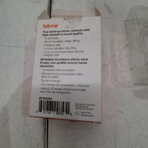 BORNE WIRELESS BLUETOOTH EAR BUDS WITH CHARGER- WHITE (MODEL:BTWS250) image 3