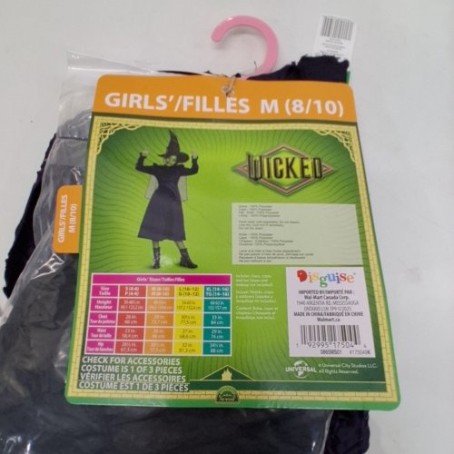 3PC GIRLS DISGUISE WICKED ELPHABA COSTUME SET - M (8/10) - PURPLE / BLACK (STYLE: 175049 K) image 4