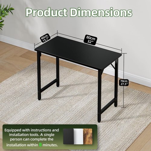 GRANDDER COMPUTER DESK WITH ADJUSTABLE FEET - 32" - BLACK (MODEL:AU-A107-32B) image 2