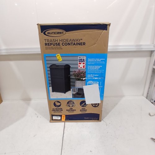 SUNCAST PLASTIC TRASH CAN HIDEAWAY - 33 GALLON - 31'' X 17'' - BLACK (MODEL: GHW1732C) image 5