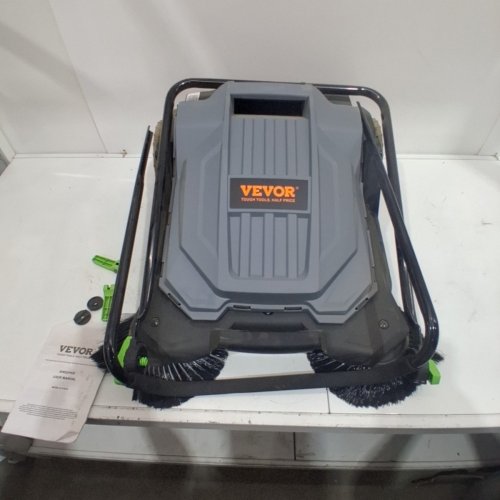 WALK-BEHIND MANUAL HAND PUSH FLOOR SWEEPER - 25.6" SWEEPING WIDTH - GRAY/BLACK (MODEL: S13-001A) image 2