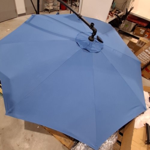 COSTWAY PATIO HANGING SOLAR LED UMBRELLA SUN SHADE WITH CROSS BASE - 10FT - BLUE (MODEL: NP11558LS) image 2