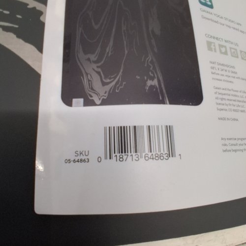 GAIAM DRY-GRIP YOGA MAT - 68" X 24" X 5 MM - BLACK / GRAY MARBLE (MODEL: 05-64863) image 2