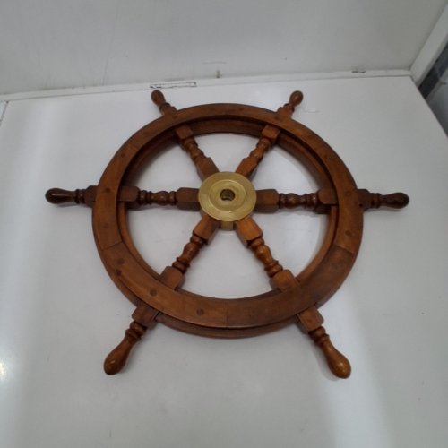 HAMPTON NAUTICAL DELUXE CLASS WOOD AND BRASS DECORATIVE SHIP WHEEL - 24" - BROWN image 5