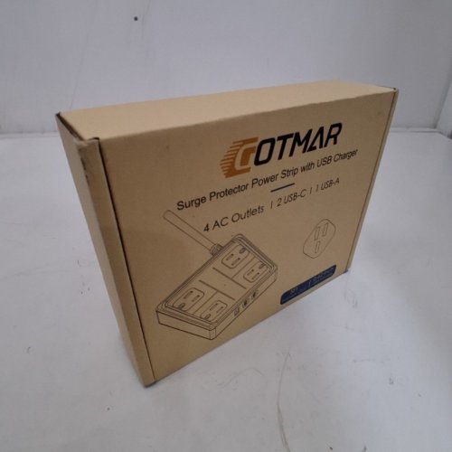 GOTMAR FLAT PLUG POWER BAR WITH USB C - 5FT - WHITE (MODEL: WT-2301-PL) image 2