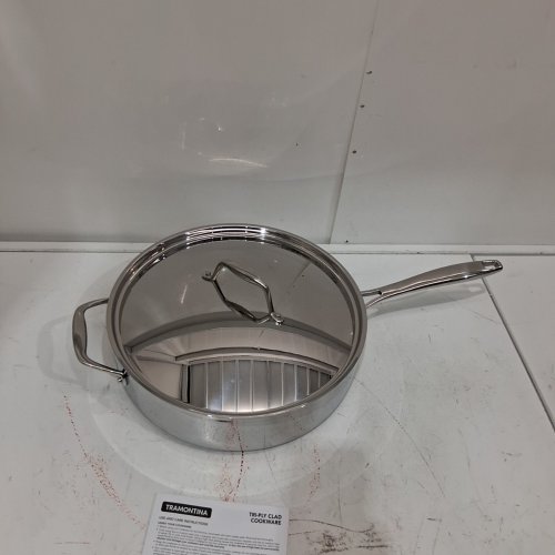 TRAMONTINA TRI-PLY CLAD STAINLESS STEEL DEEP SAUTÉ PAN - 6QT/5.7L - SILVER image 2