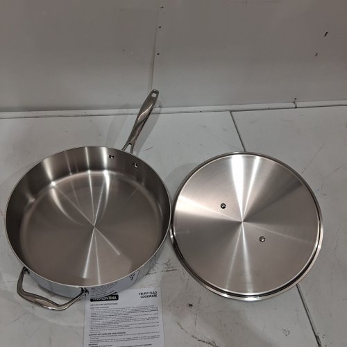 TRAMONTINA TRI-PLY CLAD STAINLESS STEEL DEEP SAUTÉ PAN - 6QT/5.7L - SILVER image 3
