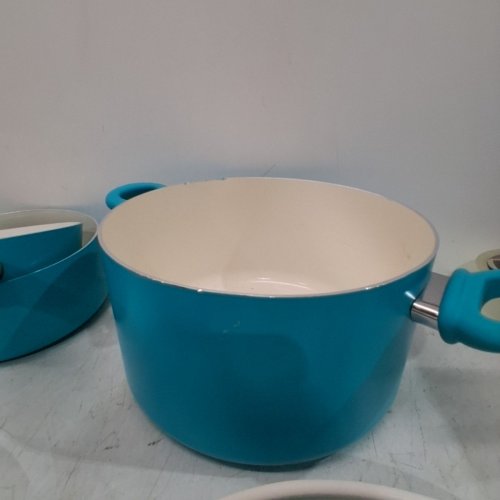 16PC GREENLIFE SOFT GRIP CERAMIC NON-STICK COOKWARE POTS & PAN SET - CARIBBEAN BLUE (MODEL: CC004866-001) image 3