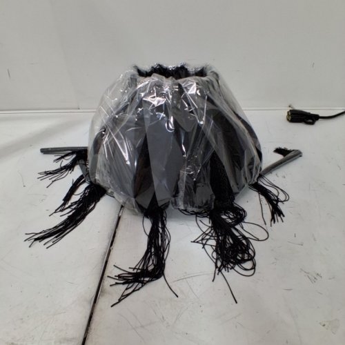 MORNEI VINTAGE STYLE CLOTH LAMPSHADE WITH TASSEL FRINGE - 11.8" X 7.9" X 4.7" - BLACK image 2