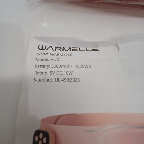 WARMELLE PORTABLE WEARABLE HEATING PAD FOR PERIOD PAIN - 5000MAH, 5V, 10W - PINK (MODEL: HUG) image 2