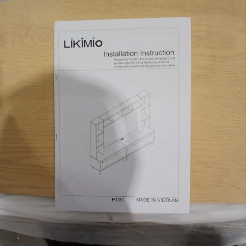 LIKIMIO WALL UNIT ENTERTAINMENT CENTER FOR TVS UP TO 65" - 87" - NATURAL (MODEL: HK-TS-YK01) image 6