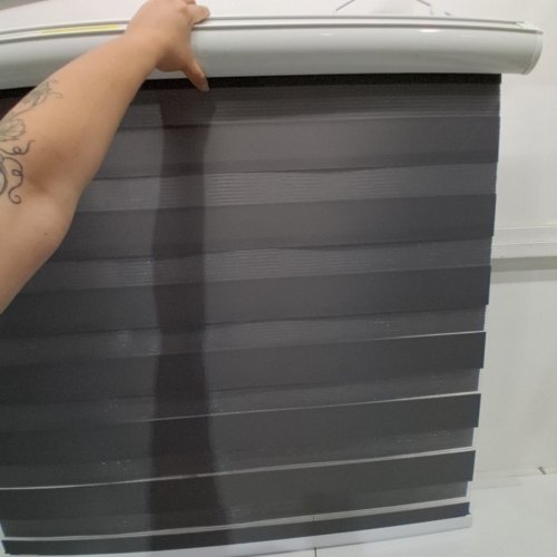 KELIXU CORDLESS ZEBRA ROLLER SHADE - 38" X 72" - GREY (MODEL: DZSTBML) image 3
