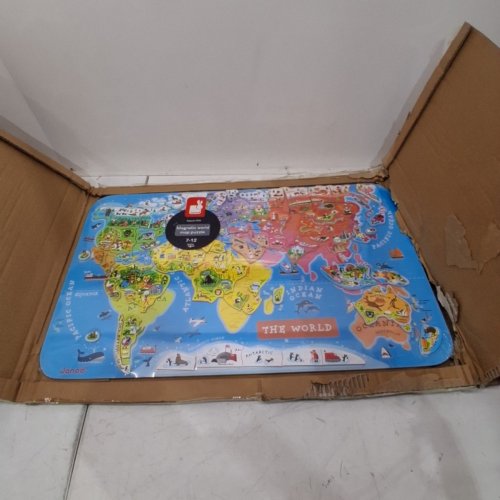 92PC JANOD MAGNETIC WORLD MAP PUZZLE -BLUE image 2
