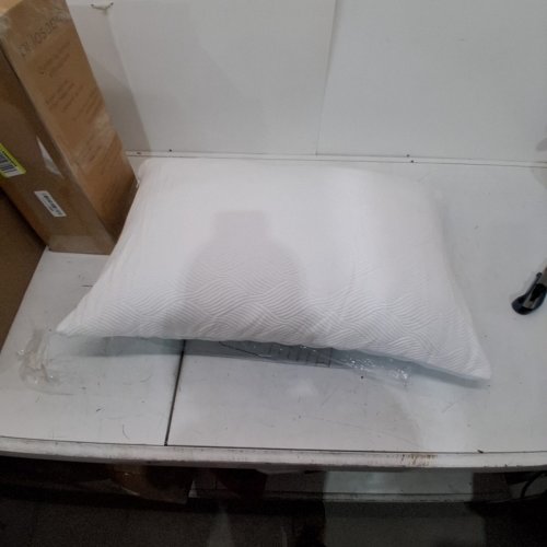 PILLOSOPHY GEL-INFUSED SHREDDED MEMORY FOAM PILLOW WITH COOLING COVER - STANDARD (26" X 20") WHITE/BLUE (MODEL: 001) image 2