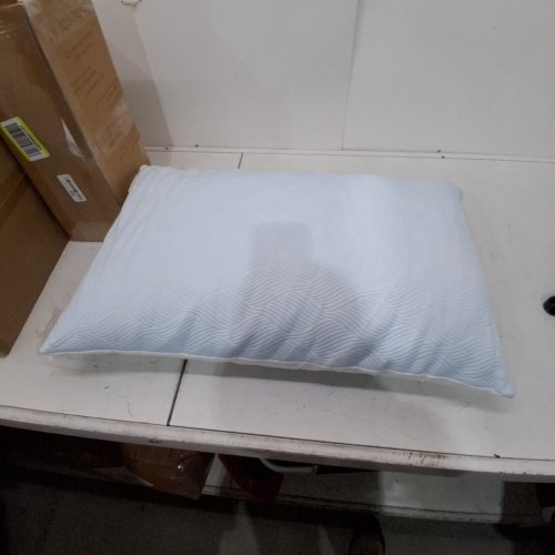 PILLOSOPHY GEL-INFUSED SHREDDED MEMORY FOAM PILLOW WITH COOLING COVER - STANDARD (26" X 20") WHITE/BLUE (MODEL: 001) image 3