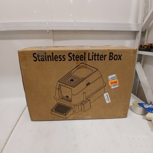 CAT TENTIZON STAINLESS STEEL LITTER BOX WITH LID/SCOOP/PEDAL - EXTRA LARGE - CATS UP TO 24LB - BLACK/STAINLESS STEEL image 4